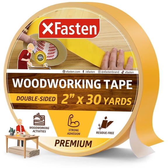 Double Sided Woodworking Tape 2 Inch x 90 Feet, Heavy Duty Residue-Free Double Sided Masking Tape for Router Templates, High Speed CNC Router, MDF Edge Banding, and Zero Clearance and Gap Cuts