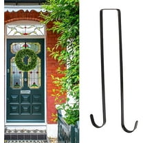 Double Sided Wreath Hanger - Casewin Black 15" Wreath Hanger for Front Door Christmas Decorations Metal Over The Door Hooks (Double Hangers)