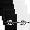 thumbnail image 1 of Double Sides Placemats Set of 4 12"x18" Kids Black and White Sides Placemats for Dining Table Indoor Outdoor Kitchen Valentine''s Day Table Mats Placemat Gift for Lover Decor Table Place Mats, 1 of 4