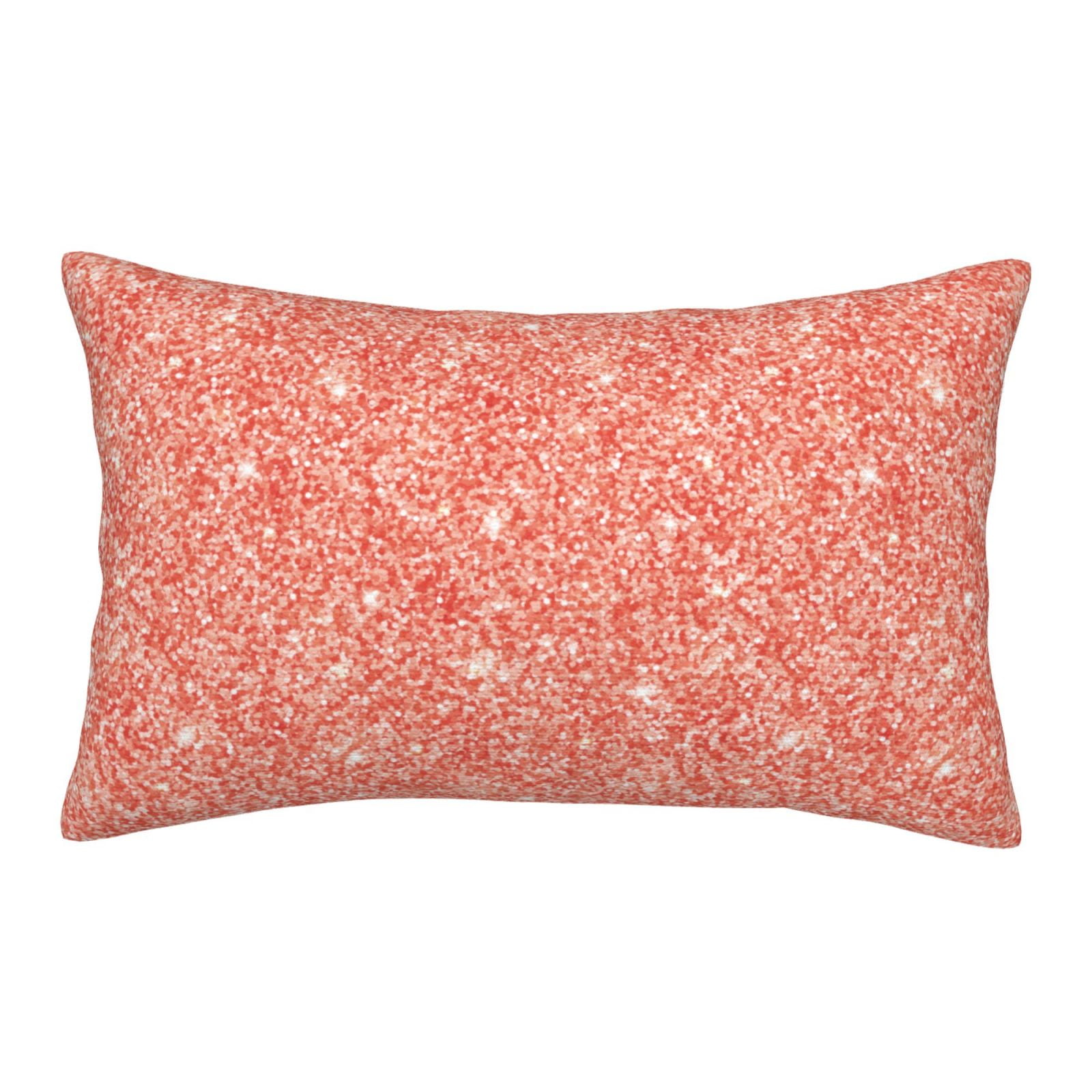Double Sides Print Pillowcases Orange Lightning glitter Print Plush