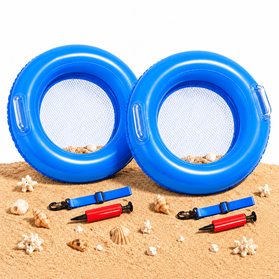 Double Sifting Mesh Shark Tooth Sifter,2026 Inflatable Floating Sand Sifter for The Beach with Comfortable Grip,Lightweight SharkTeeth Sifte-r for SharkTeeth,Shells, and Beach Treasure Hunting