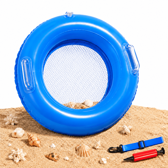 Double Sifting Mesh Shark Tooth Sifter,2026 Inflatable Floating Sand Sifter for The Beach with Comfortable Grip,Lightweight SharkTeeth Sifte-r for SharkTeeth,Shells, and Beach Treasure Hunting