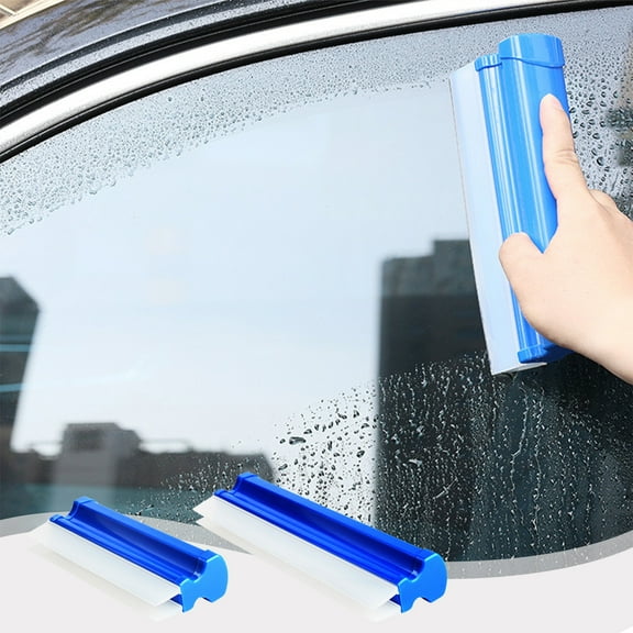 Double Silicone Car Wiper Blade Set - Noise-Free Windshield Cleaning Tool, -Safe, Flexible Curvature, Durable, Portable - 30cm/11.8in Blue Soft Rubber Car Wash Accessory 2-Pack