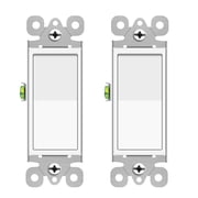 Double Single Pole Switch,GREENCYCLE 15Amp Paddle Rocker Light Switch, 120-277V, Grounding Rocker Switch for Lamp, Commercial Grade, UL Listed, White 2 Pack