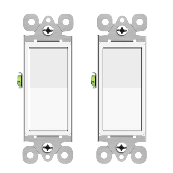 Double Single Pole Switch,GREENCYCLE 15Amp Paddle Rocker Light Switch, 120-277V, Grounding Rocker Switch for Lamp, Commercial Grade, UL Listed, White(2 Pack)