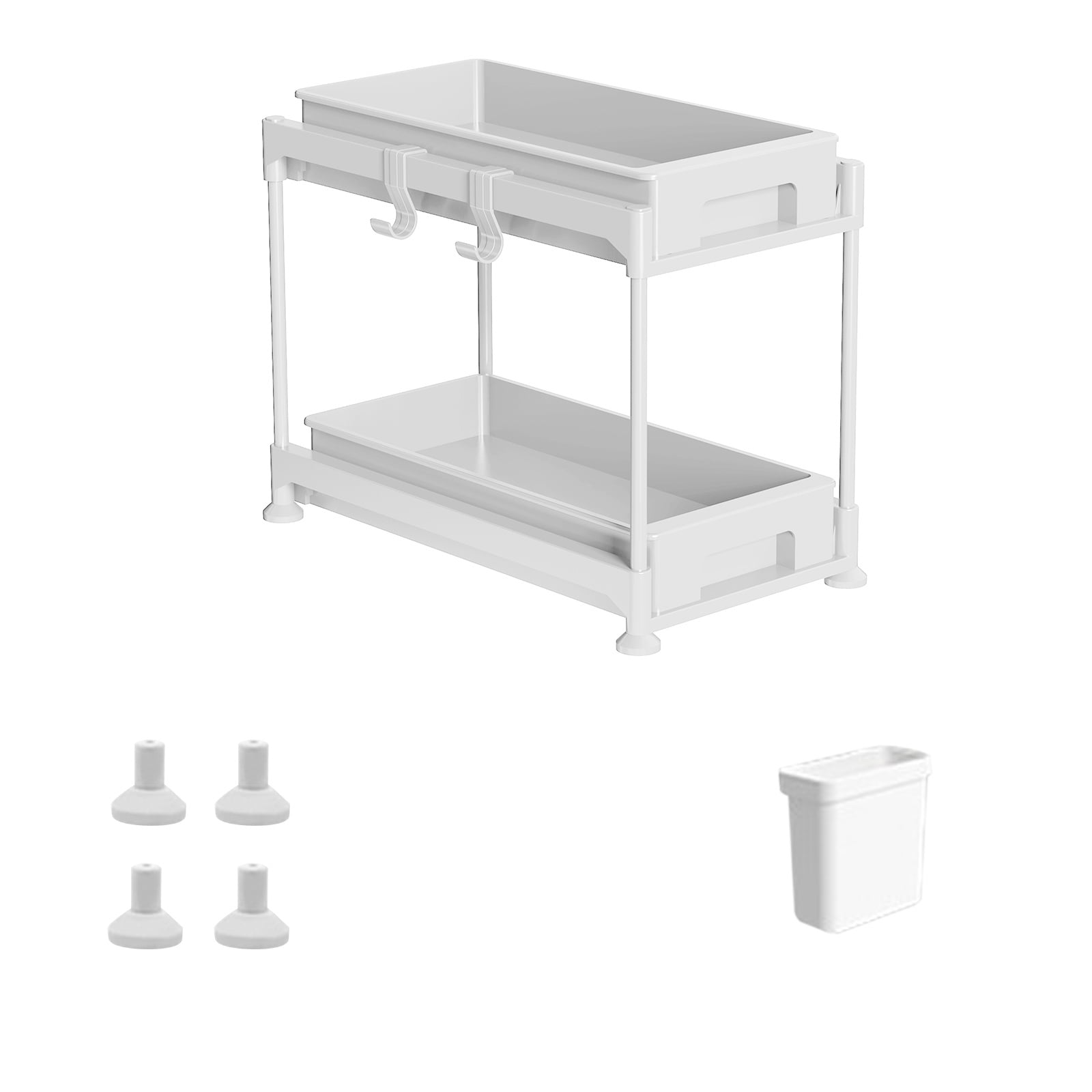 Double Sink Shelving with Pullout Basket Under Sink Organizer Sliding