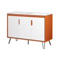 thumbnail image 1 of Double Sink Vanity Cabinet, Cherry White, Wood, Mid Century Hotel Bedroom Bathroom, Modern Contemporary HB34097, 1 of 9