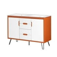 thumbnail image 1 of Double Sink Vanity Cabinet, Cherry White, Wood, Mid Century Hotel Bedroom Bathroom, Modern Contemporary HB34101, 1 of 10