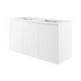 thumbnail image 1 of Double Sink Vanity Cabinet, Wall Mount, White, Ceramic, Melamine, Modern Contemporary, Hotel Bedroom Bathroom Master Suite Guest, 1 of 9