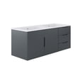 thumbnail image 1 of Double Sink Vanity Cabinet, White Grey Gray, Ceramic, Melamine, Modern Contemporary, Hotel Bedroom Bathroom Master Suite Guest, 1 of 9