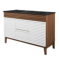 thumbnail image 1 of Double Sink Vanity Cabinet, White Walnut Black, Wood, Mid Century Hotel Bedroom Bathroom, Modern Contemporary HB33662, 1 of 11