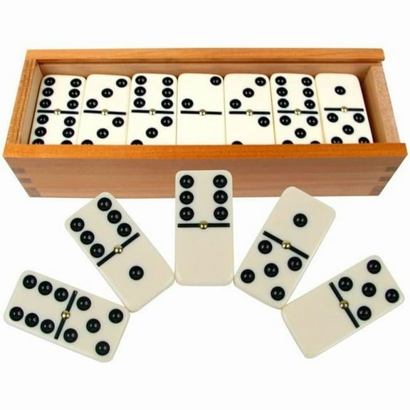 Double Six Dominoes Tile Board Game with Wood Case