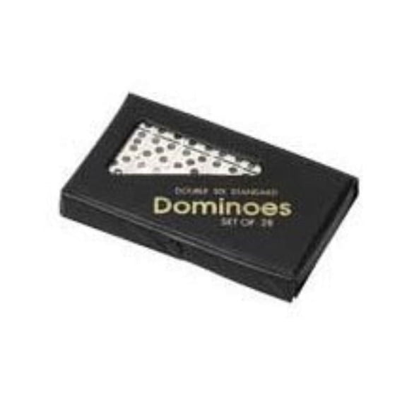 Double Six Professional Dominoes Set – White Tiles with Black Dots, Portable Case (Color May Vary)