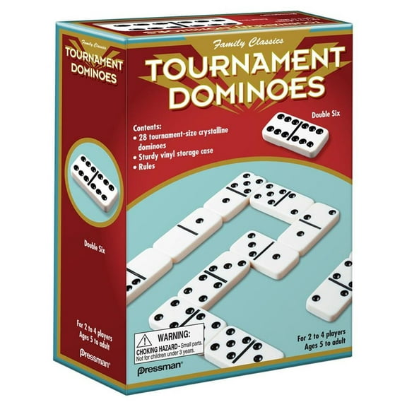 Double Six Tournament Dominoes Urea Polished Engraved Dots Board Game Pressman 21122
