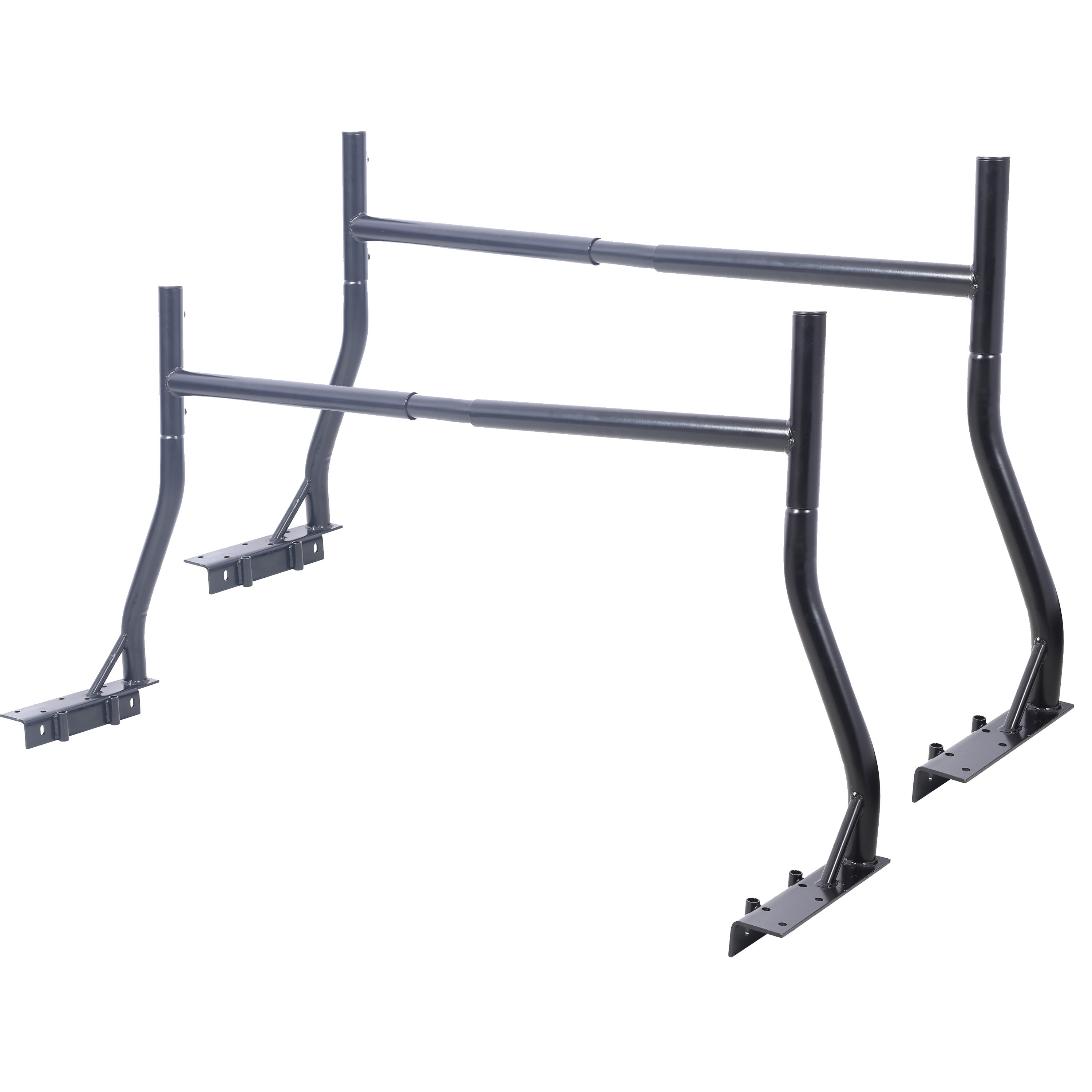 Double Size , 800Ibs Capacity Extendable Steel Pick-Up Truck Ladder Rack Two-bar Set - Black, Black ,Steel ,