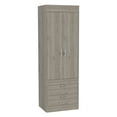 thumbnail image 1 of Double Size Chests Of Drawers, Armoire, Double Door Cabinet, Two Drawers, Metal Handles, Rod, Light Gray, Light Gray Dressers,Engineered Wood Wooden Dressers, 1 of 8
