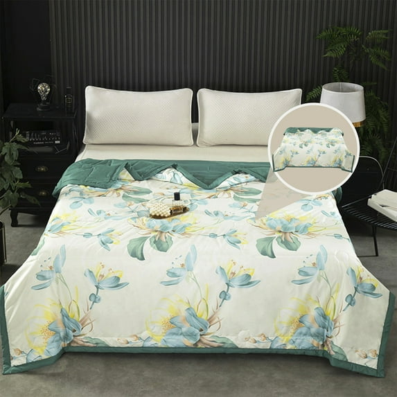 Double Size Cooling Comforter for Summer,Breathable Cooler Quilt for Hot Sleepers and Night Sweats,Skin-Friendly Washed Cotton Quilts,Double Sided Lightweight Soft Blanket for Chair Bed Sofa Couch