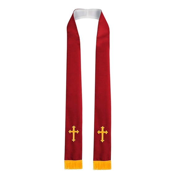 Double Size Religious Stole with Embroidery Crossed Pattern For Clergy Pastors Priests Adult Communion Sacramental Event