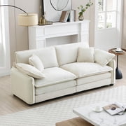 Double Size Rustic Sofas, Warm and Cozy Living Room Sofa with 4 Pillows Upholstered Large Deep Seat 2 Seater Sofa for Living Room, Beige Corduroy, Beige Modern Sofas,Corduroy Leather Sofas
