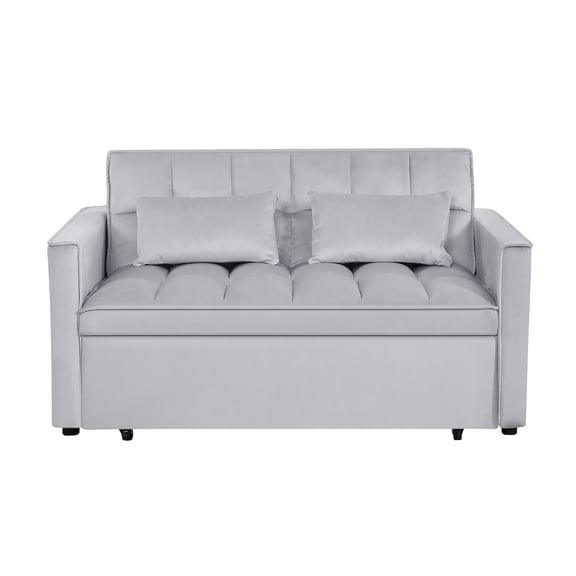 Double Size Sofa Beds Modern 2-Seater Sofa, 54" Pull-Out Sleeper Sofa Bed for Living Room, Light Grey,Sleeper Sofa