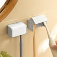 thumbnail image 1 of Double-Sized Wall Mounted Toothbrush Holder Rack, Seamless Plastic Bathroom Organizer, White, 7x4x3cm, Covered Storage for 2 Toothbrushes, Self-, No Drilling, Ventilated Design, 1 of 6