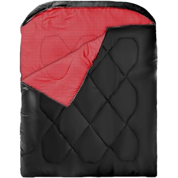 Double Sleeping Bag for Adults Camping, XL Queen Size Sleeping Bags for 2 Person Hiking Backpacking, Lightweight Waterproof with Compression SackRed-Black$$Sport & Recreation Other