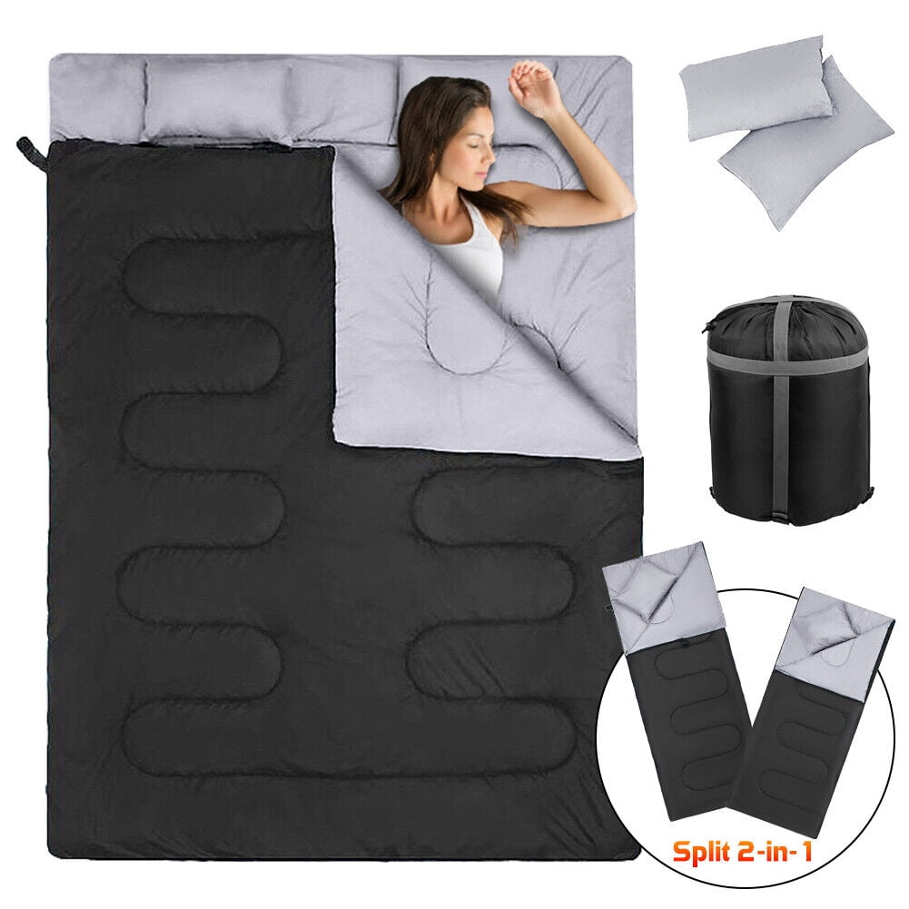 Double Sleeping Bag, GVDV Sleeping Bags for Adults with 2 Pillows 2 Person Sleeping Bag for Kids