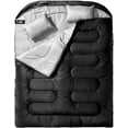 thumbnail image 1 of Double Sleeping Bag for Adults, XL Queen Size, Rectangular All-Season Design with Full-Length Wraparound Zipper, 28–59 ° F Rating, Black, 1 of 6