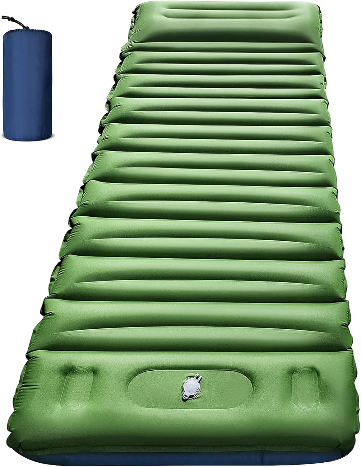 Double Sleeping Pad for Camping- Self Inflating 4" Extra-Thick with Pillow Built-in Foot Pump Inflatable Sleeping Mat for Backpacking, Hiking, Traveling, Tent, Portable Camping Mat