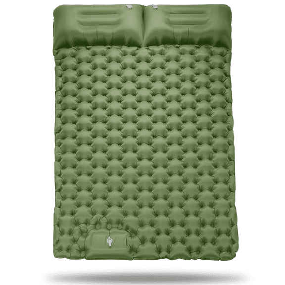 Double Sleeping Pad Ultralight Inflatable Sleeping Mat, Extra Thick Waterproof Camping Air Mattress, Portable Double Camping Pad for Hiking Backpacking Travel Tent, Green