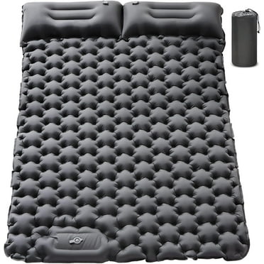 Double Sleeping Pad for Camping, Self Inflating Sleeping Mat 3.15” Extra-Thick, Built-in Foot Pump and Pillow Camping Pad 2 Person, Tent Air Mattress for Backpacking, Hiking, Car Traveling (Black)