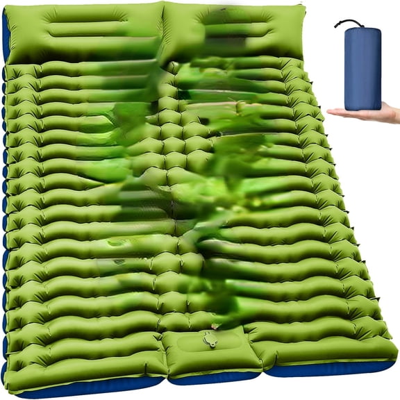 Double Sleeping Pad With Built-In Pillow In 4 Inch Thick Portable Design