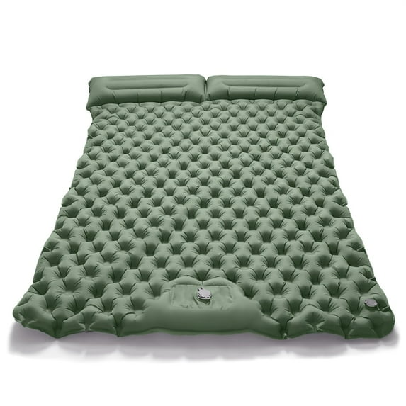 Double Sleeping Pad With Foot Pump And Dual Pillow Inflatable Pad, Great For Camping, Backpacking And Hiking, Ultra-light And Compact