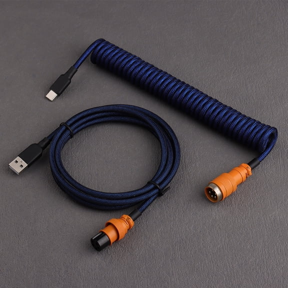 Double Sleeves PET Colorful Finish GX16 Aviator Cable Type C Metal Texture Coiling Usb C Coiled Mechanica Keyboard Cable