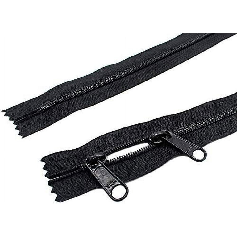 Double Slide YKK Zippers - #4.5 Coil with Closed Bottom Two Head to Head  Long Zipper Pulls. - Color Black - Choose Length - Made in The United  States