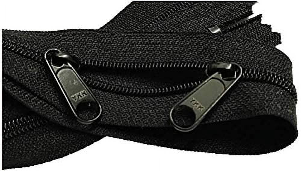 Double Slide Zipper YKK #4.5 Coil with Two Long Pull Head to Head Closed Ended On Both Sides. Made in USA (10pcs, Black) (27" Inches)