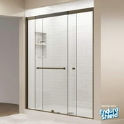 Double Sliding Glass Shower Door Sorrento Lux Series Brushed Nickel Finish 44"-48" Width,75" Height-Semi-Frameless 5/16" Tempered Glass with Smart Guard Coating by Fab Glass and Mirror