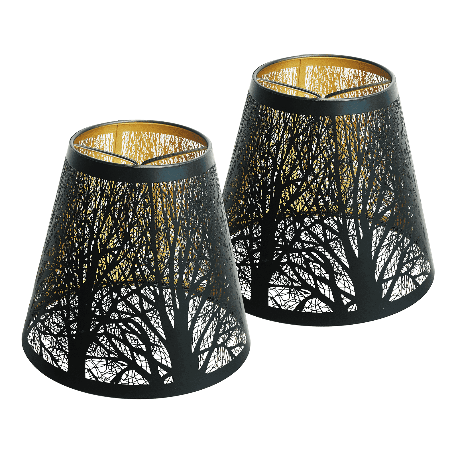 2Pcs Small Lamp Shade for Wall Lamp, AEELLEEA Barrel Metal Mini Lamp Shade for Table Lamp with Pattern of Trees for Table Chandelier Floor Lamp 4 x 7 x 6 Inch