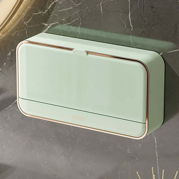 Double Soap Dish with Drain Tray, No-Drill Wall Mount Bathroom Organizer with Cover, 2-in-1 Holder