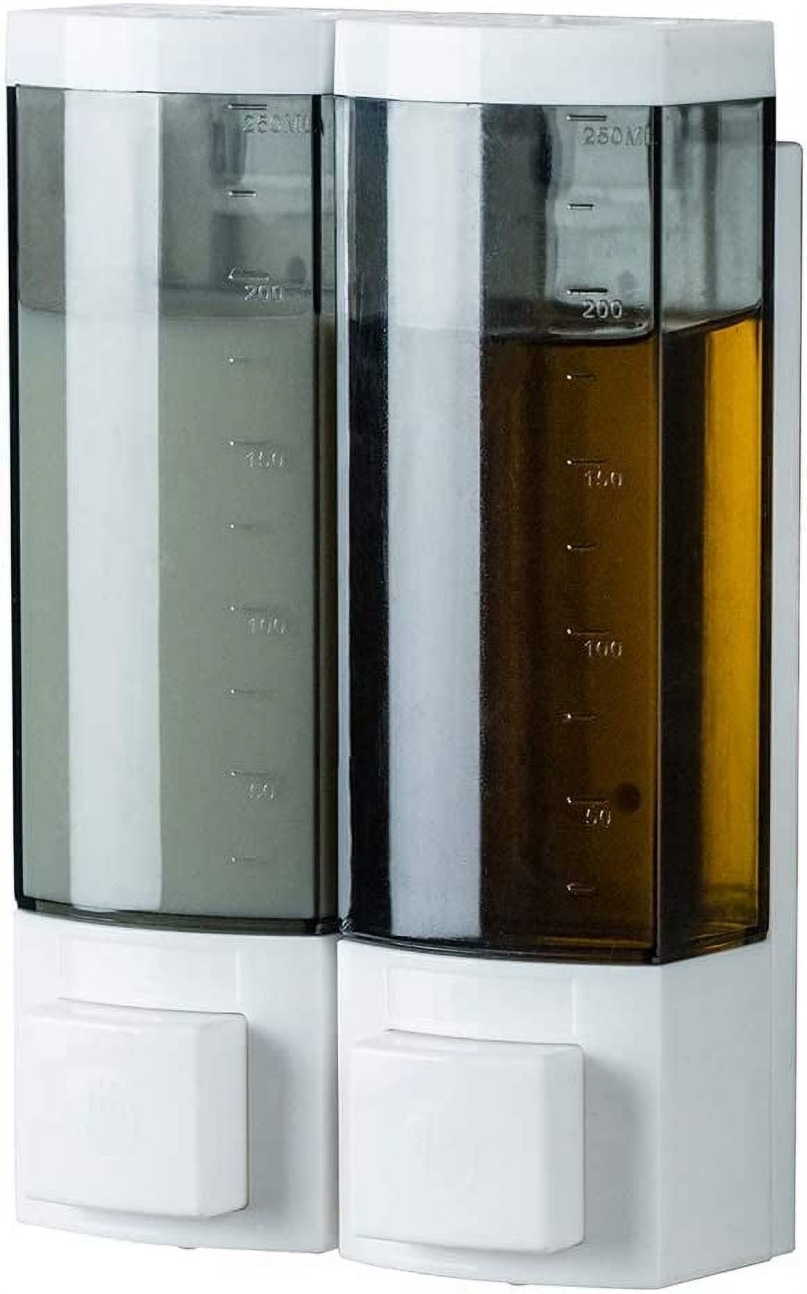 Double Soap Dispensers 250ml ABS Plastic Drill Free with Adhesive or