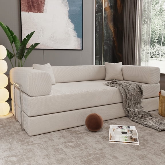 Modern Simple Fabric Double Sofa 220cm with Pure Sponge Cushion
