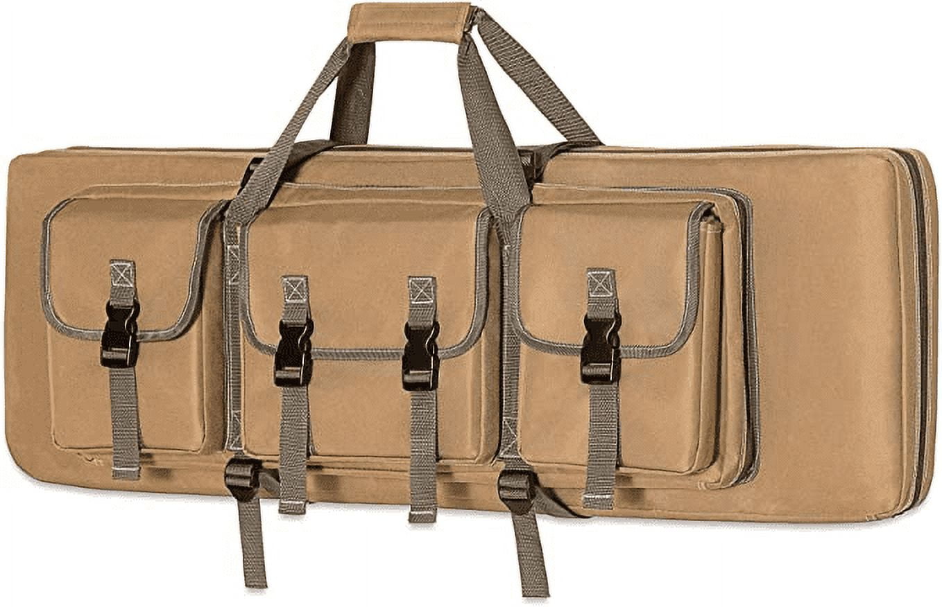 Double Soft Gun Storage Bag Carring Backpack Outdoor Use 48 Inch, Khaki