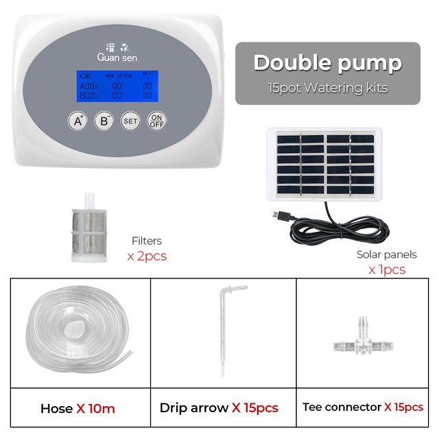Double Solar Drip System Timer Intelligent Garden Drip Irrigation