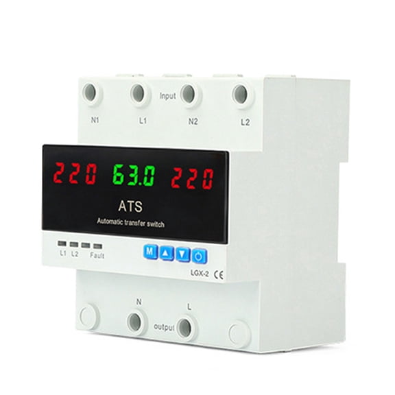 63A Two Phase Automatic Transfer Switches with Electric Current Defense & Adjustable Delay Timers 220V for Industrial