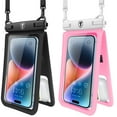 thumbnail image 1 of Double Space Waterproof Phone Pouch [2-Pack], Takfox Dual Large Cellphone Dry Bag Case for Samsung Galaxy S23 Ultra S22 S21 A14 A13 A03S A15 iPhone 14 Pro Max 13 XR Fit All Phones Up to 7"-Black/Pink, 1 of 10