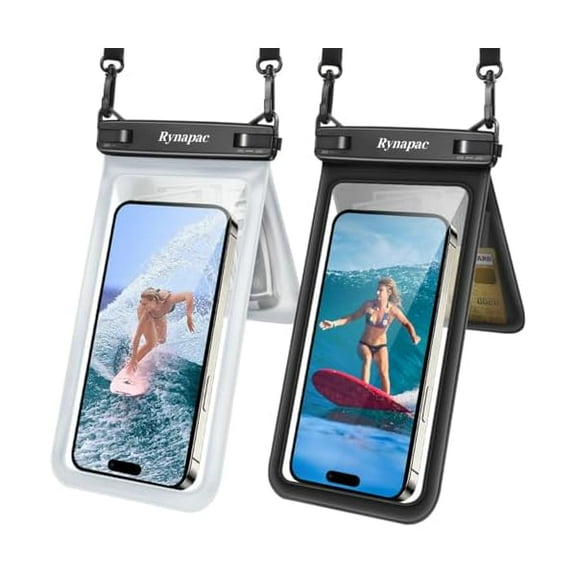 Double Space Waterproof Phone Pouch, 2 Pack Waterproof Phone Case with Lanyard for iPhone 16 15 Pro Max Galaxy S23 Pixel 7a up to 8.5, Cellphone Dry Bag for Beach Vacation Travel Cruise Essentials