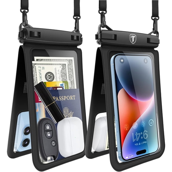 Double Space Waterproof Phone Pouch Bag - 2 Pack Waterproof Phone Case Dry Bag for S25 Ultra S24 S23 S22 S21+ S20 S10 S9 Note 20 A14 A15 A16 5G A35 A36 iPhone 16 Pro Max 16E 15 14 13 12 11 Xr X