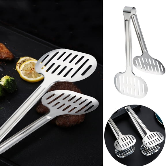 Double Spatula Stainless Steel Turner Tongs, 9 Inch Wide Double Sided Food Clip, Bread Burger Cooking Clamp Buffet Pliers for Steak Fish BBQ, Heat Resistant Kitchen Cooking Grilling Serving Utensil