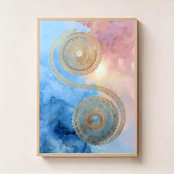 Double Spiral Sacred Geometry Celtic Infinity Symbol Print, Unframed Canvas 24x36in