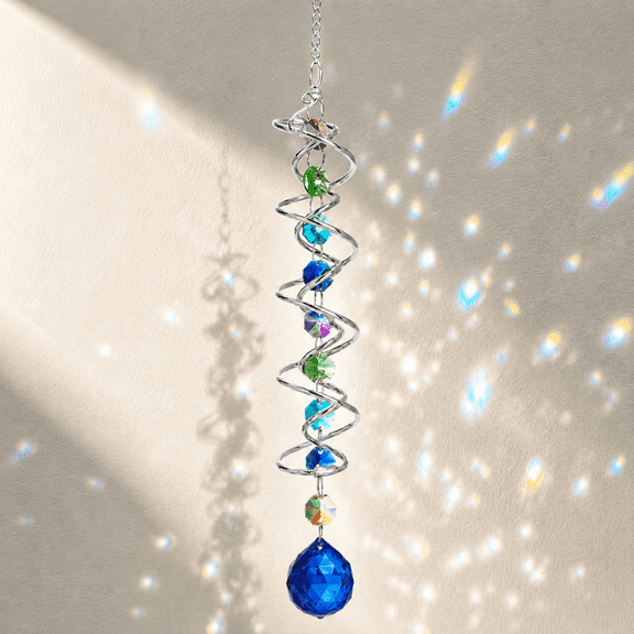 Blue Crystal Sun Catcher, 16.9in Yard and Garden Spinner, Crystal Window Suncatchers, Sun Catchers Indoor Window, Hanging Decor, Garden Decor, 1Pack